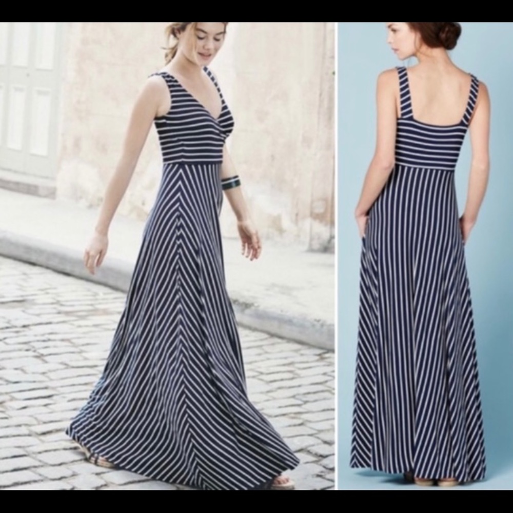 Boden navy stripe maxi dress